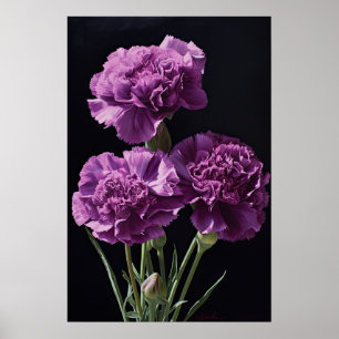 Lila Nelken-Blumenkunst-Druckposter Poster