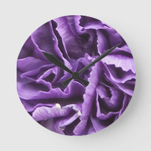 Lila Nelkenbildung Blume Runde Wanduhr