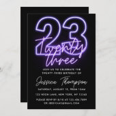 Lila Neon 23. Geburtstagseinladung Einladung (Vorne/Hinten)