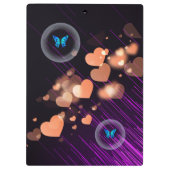 Lila Neon Butterfly Girls Herz Niedlicher Individu Klemmbrett (Rückseite)