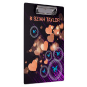 Lila Neon Butterfly Girls Herz Niedlicher Individu Klemmbrett (Rechts)