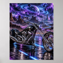 Lila Neon-Chopper-Plakat