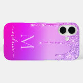 Lila Neon Glitzer iPhone Case Individuelle Name Le (Rückseite (Horizontal))