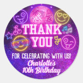 Lila Neon Glow Retro Niedliche LächelFaces Vielen  Runder Aufkleber (Vorderseite)