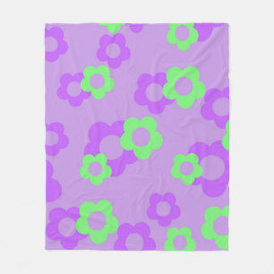 Lila Neon Green Tropical Floral Botanischer Frühli Fleecedecke