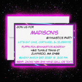 Lila Neon Gymnastik Party Einladung