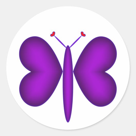 Lila Neon Hearts Butterfly Runder Aufkleber (Vorderseite)