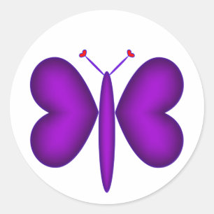 Lila Neon Hearts Butterfly Runder Aufkleber