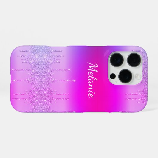 Lila Neon iPhone-Fall Personalisiert Ihren Namen iPhone Hülle (Rückseite (Horizontal))
