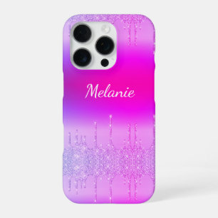 Lila Neon-iPhone-Hülle personalisiert mit Ihrem Na iPhone 16 Pro Hülle