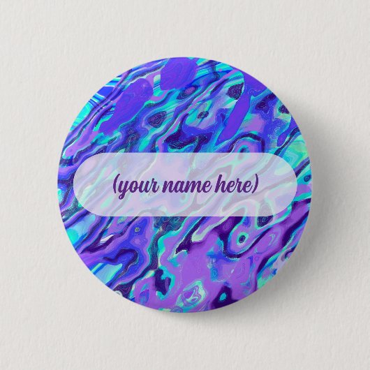 Lila Neon-Marmor-Textur Abstrakte Flüssige Farbe Button (Vorderseite)