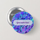 Lila Neon-Marmor-Textur Abstrakte Flüssige Farbe Button (Vorne & Hinten)