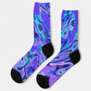 Lila Neon-Marmor-Textur Abstrakte flüssige Farbe Socken