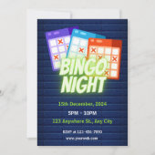Lila Neon Minimalistisch Bingo Night Einladung (Vorderseite)