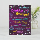 Lila Neon Modern Holiday Weihnachten Party Einladung (Stehend Vorderseite)