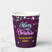 Lila Neon Modern Holiday Weihnachten Party Pappbecher (Vorderseite)