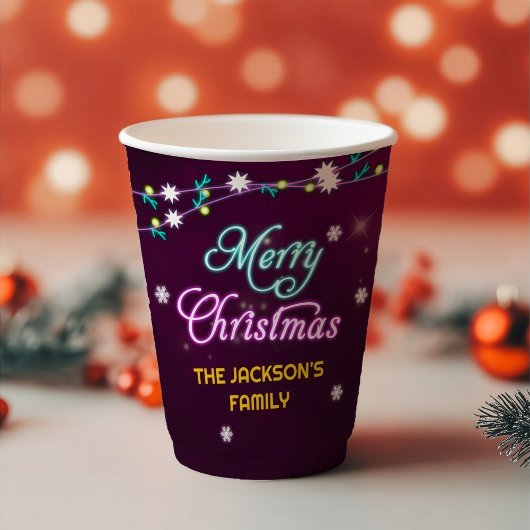 Lila Neon Modern Holiday Weihnachten Party Pappbecher