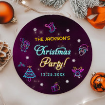 Lila Neon Modern Holiday Weihnachten Party