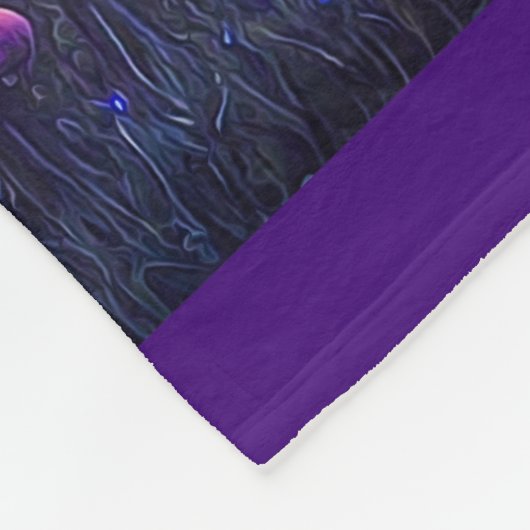 Lila Neon Mushrooms Fleece Blanket (Ecke)