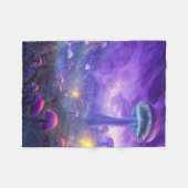 Lila Neon Mushrooms Fleece Blanket (Vorderseite (Horizontal))