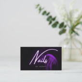 Lila Neon Nails Business Card Visitenkarte (Stehend Vorderseite)