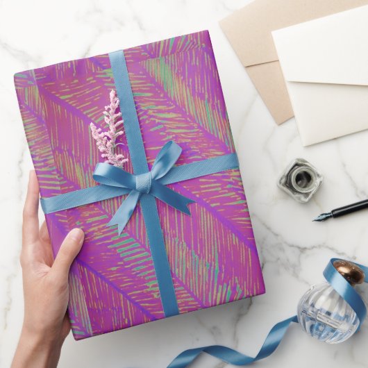 Lila Neon Palms Geschenkpapier (Schenken)