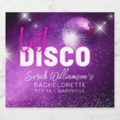 Lila Neon Pink Disco Junggeselinnen-Abschied Gefal Schaumweinetikett (Einzelnes Label)