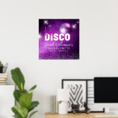 Lila Neon Pink Letzte Disco Junggeselinnen-Abschie Poster (Heimbüro)