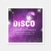 Lila Neon Pink Letzte Disco Junggeselinnen-Abschie Serviette (Vorderseite)