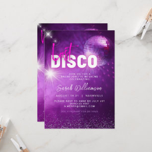 Lila Neon Rosa Letztes Disco-Junggesellinnen-Woche Einladung
