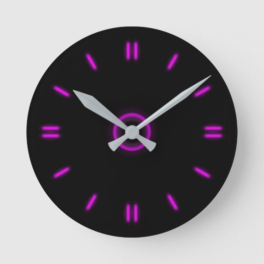 Lila Neon Runde Wanduhr (Vorderseite)
