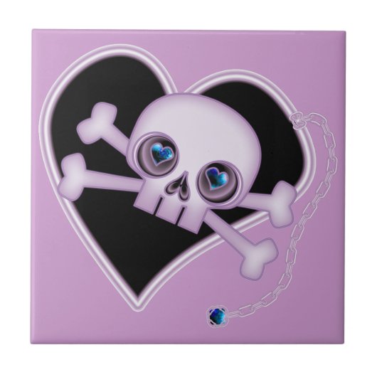 Lila Neon Skull Fliese (Vorderseite)