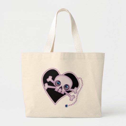 Lila Neon Skull Jumbo Stoffbeutel (Vorne)