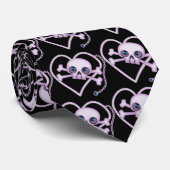 Lila Neon Skull Krawatte (Gerollt)