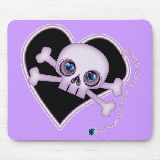 Lila Neon Skull Mousepad (Vorne)