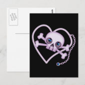Lila Neon Skull Postkarte (Vorne/Hinten)