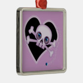 Lila Neon Skull Silbernes Ornament (Rechts)