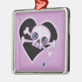 Lila Neon Skull Silbernes Ornament (Links)