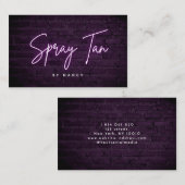 Lila Neon Spray Tan an der Ziegelwand Visitenkarte (Vorne/Hinten)
