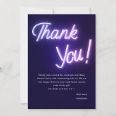 Lila Neon Text Baby Dusche Dankeskarte (Vorderseite)