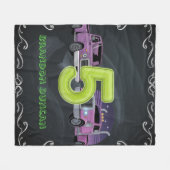Lila Neon Trucks 5. Geburtstagsgeschenk Fleecedecke (Vorderseite (Horizontal))