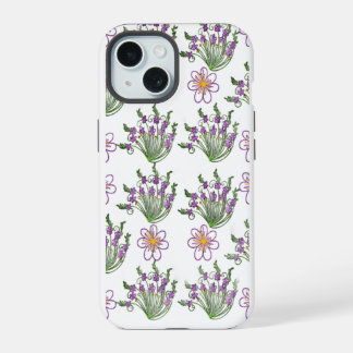 Lila Neonen-Blumen-Ästhetik-Handyhülle iPhone 15 Hülle
