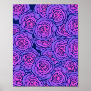 Lila Neonfarben Rose Schwarzes Licht Kunst Poster