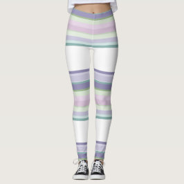 Lila, Neptun, meergrün und Lavendelstreifen Leggings