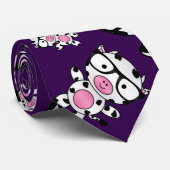 Lila Nerdkuhmuster Krawatte (Gerollt)