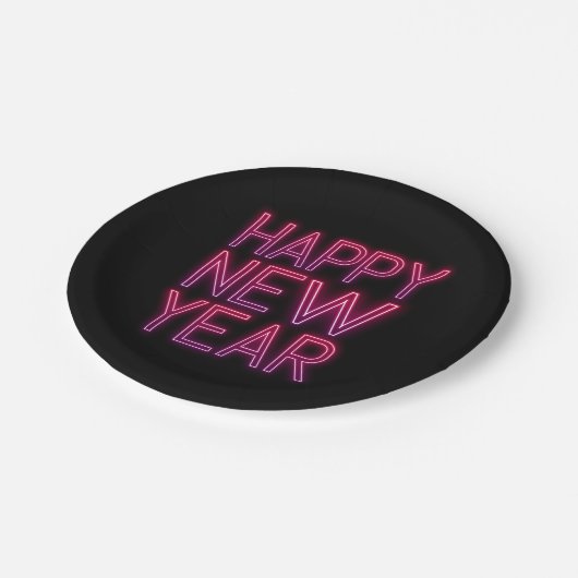 Lila neue Jahrespapierplatte Pappteller (Schrägansicht)