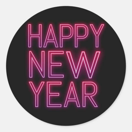 Lila Neues Jahr Runder Aufkleber (Vorderseite)
