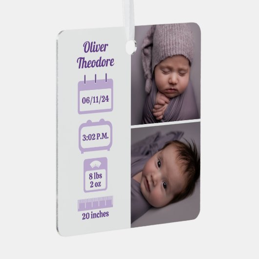 Lila Neugeborenenstadien Ornament Aus Metall (Vorderseite Rechts)