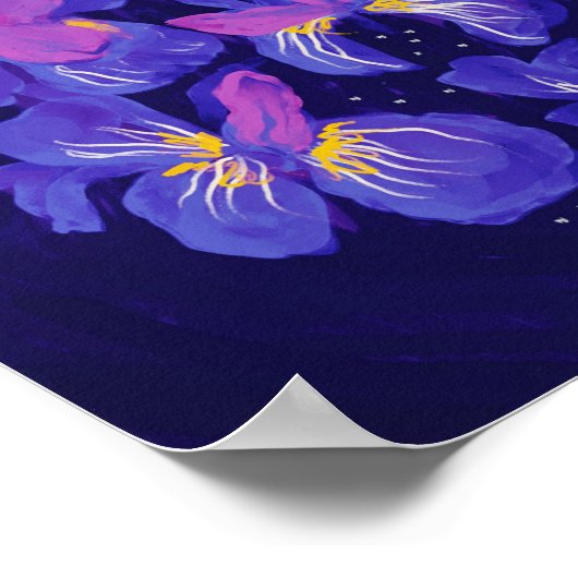 Lila Neuner-Blume nachts Poster (Ecke)