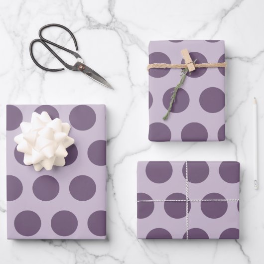 Lila neutrales Polka-Dots-Alternativmuster Geschenkpapier Set (Vorderseite)